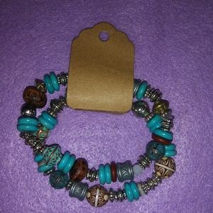 Turquoise 2pc Stretch Bracelet